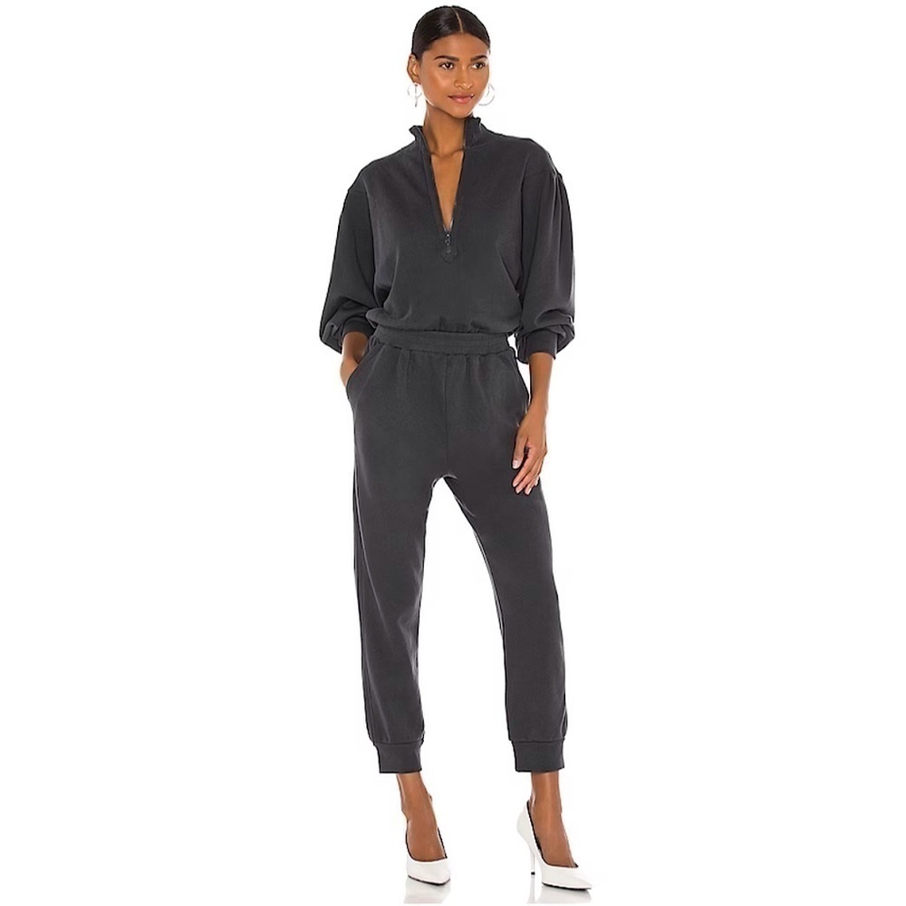 NWT Frame Easy Jumpsuit French Terry Organic Pima Cotton Faded Noir XS - Picture 2 of 16